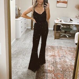 PrettyLittle Thing Black Sequin Jumpsuit